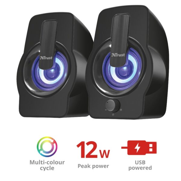 Crni Gemi RGB 2.0 zvučnici sa RGB osvetljenjem i USB priključkom