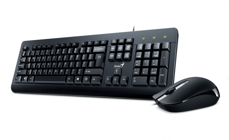 Genius KM-160 set tastature i miša na beloj podlozi