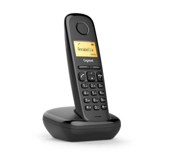 Gigaset A170 crni bežični DECT telefon na beloj podlozi