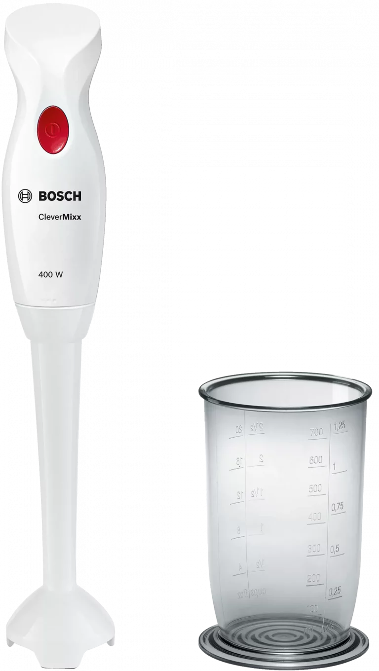 BOSCH stapni mixer MSM14100 u bijelo-crvenoj boji sa posudom za mešanje