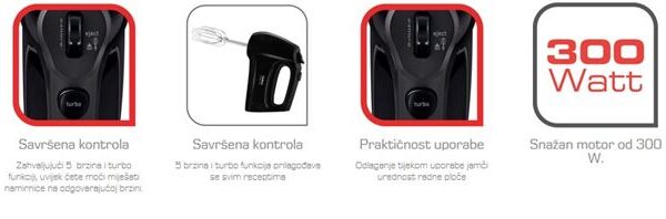 TEFAL Quick Mix HT310838 ručni mikser sa inox nastavcima na beloj pozadini