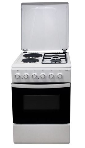 Bijeli samostojeći štednjak Vivax HOME FC-22502 WH u modernom dizajnu