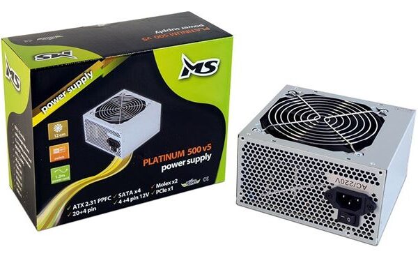 MS BASE M500 napajanje 500W sa crnim kučištem i ventilatorom