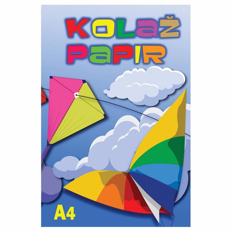 TTS kolaž papir A4 obični sa 10 listova, prikazan u pakovanju