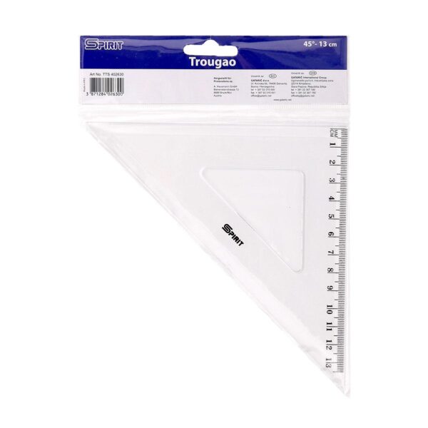 Transparentni TTS Trokut 13cm 45° sa oznakama za mjerenje