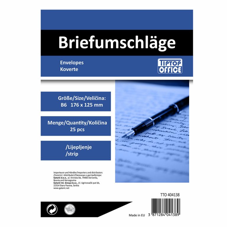 Bijela TTO koverta B6 formata sa stripom za lijepljenje