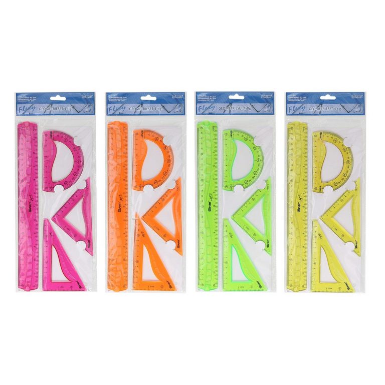 TTS Geometrijski Set 30cm Flex u neon bojama sa linijarom, trouglovima i uglomjerom