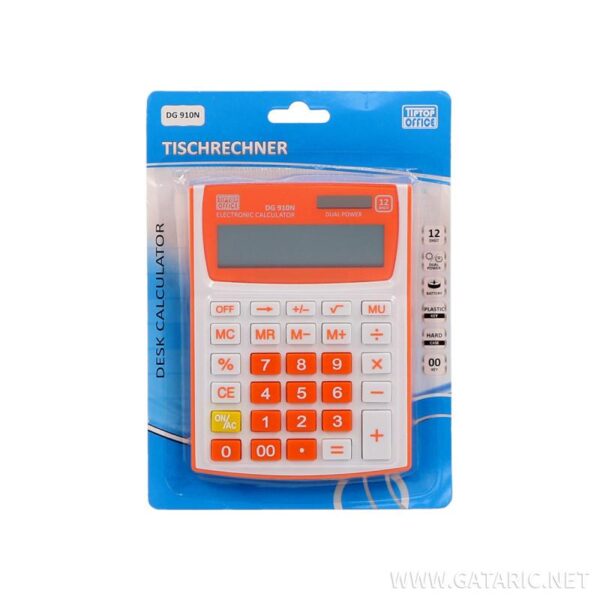 TTO Digitron DG-910N 12-cifarski kalkulator sa solarnim i baterijskim napajanjem