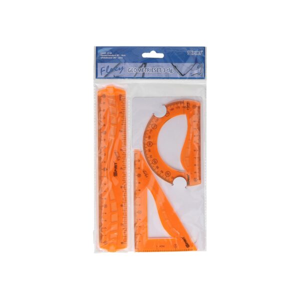 TTS geometrijski set 20cm flexy u neon bojama sa linijarom, trouglovima i uglomjerom