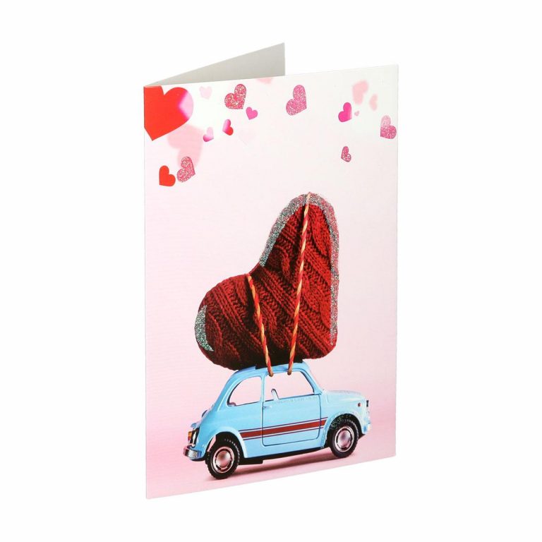 3D čestitka 'Love 02' sa izdignutim motivom srca i romantičnim dizajnom