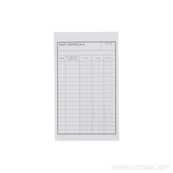 VI Skladišna kartica 1/100 od KWMK papira, 250g/m²