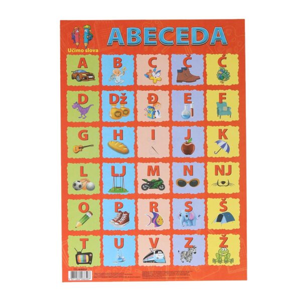 TTS edukativna tabla za učenje slova abecede u A4 formatu