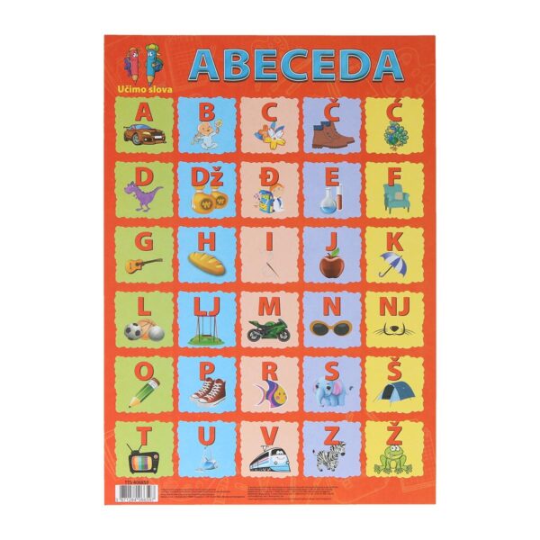 TTS edukativna tabla za učenje slova abecede, dimenzija 46x67cm