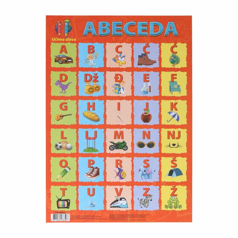 TTS edukativna tabla za učenje slova abecede, dimenzija 46x67cm