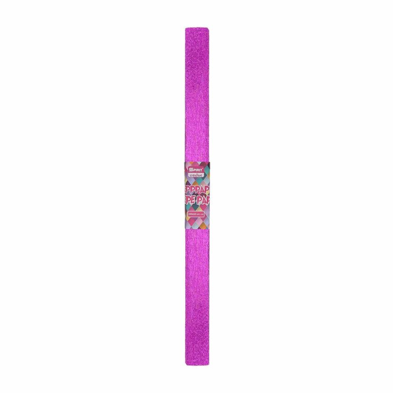 Metalik TTS krep papir u roze boji, dimenzije 200x50cm