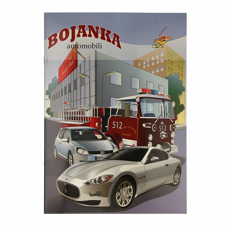 TTS bojanka za djecu sa motivima automobila i 16 slika za bojenje