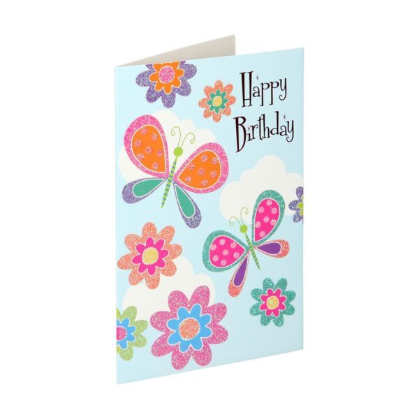 3D rođendanska čestitka sa cvijećem i tekstom Happy Birthday