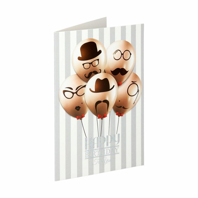 3D čestitka za rođendan sa motivom balona i tekstom happy birthday