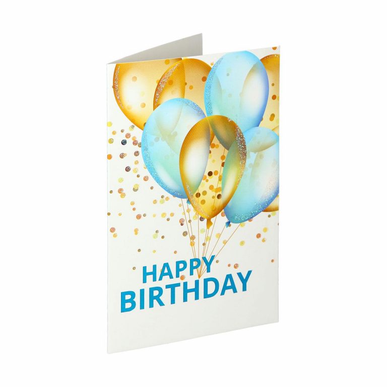 3D čestitka za rođendan sa balonima i tekstom Happy Birthday