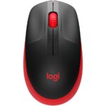 Crveni bežični miš Logitech M190 sa optičkim senzorom i Unifying receiver-om.
