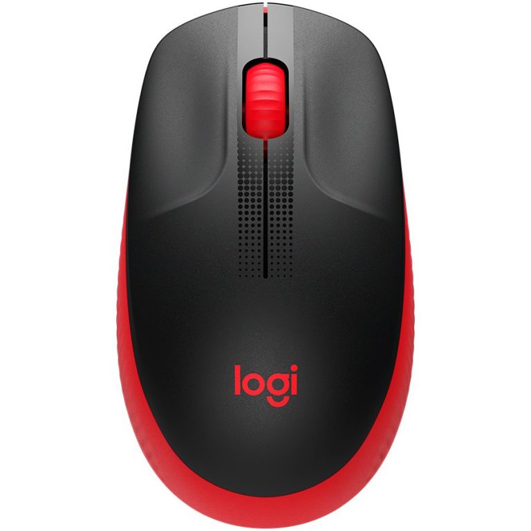 Crveni bežični miš Logitech M190 sa optičkim senzorom i Unifying receiver-om.