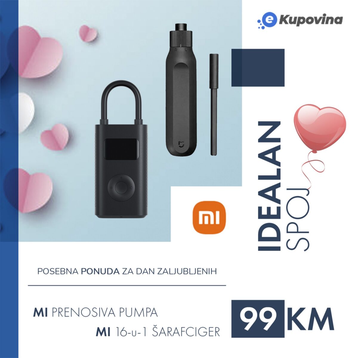 Xiaomi Mi prenosiva pumpa i šarafciger sa 8 dodataka