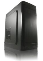 Crno LC-Power kućište LC-7034B Midi-Tower sa metalnim kaišem i aluminskim izgledom prednje strane.