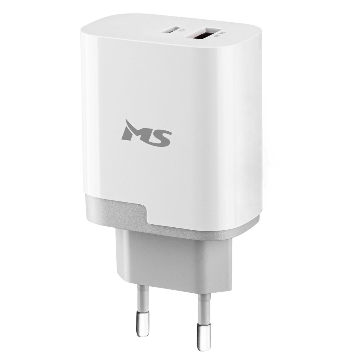 MS POWER Z500 brzi punjač bijele boje sa Type-C i USB priključcima