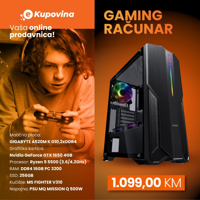 Gaming računar HD Game 1 sa GTX 1650 grafičkom karticom i Ryzen 5 procesorom