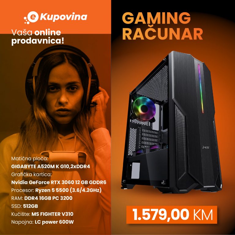 Gaming računar HD Game 2 sa RGB osvetljenjem i Nvidia RTX 3060 grafičkom karticom