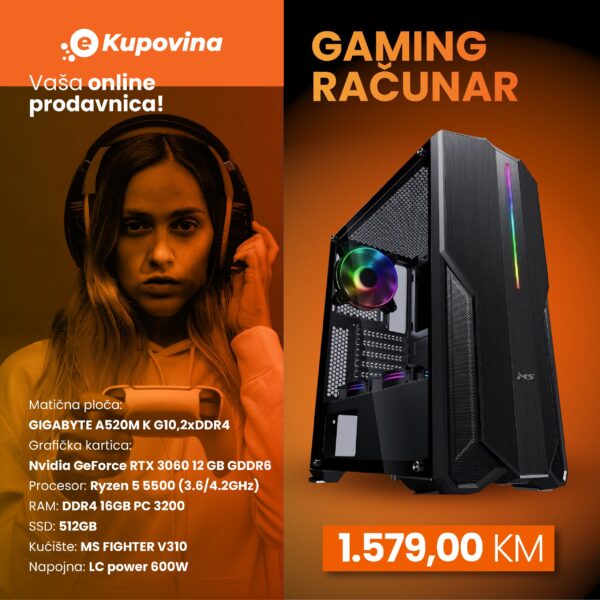 Gaming računar HD Game 2 sa RGB osvetljenjem i Nvidia RTX 3060 grafičkom karticom