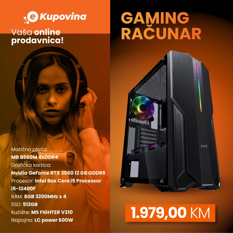 Gaming računar HD Game 7 sa RGB osvetljenjem u crnom kućištu MS FIGHTER V315