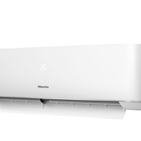 Bijela klima uređaj Hisense VPie 18K sa kompaktnim dizajnom i LED displejem