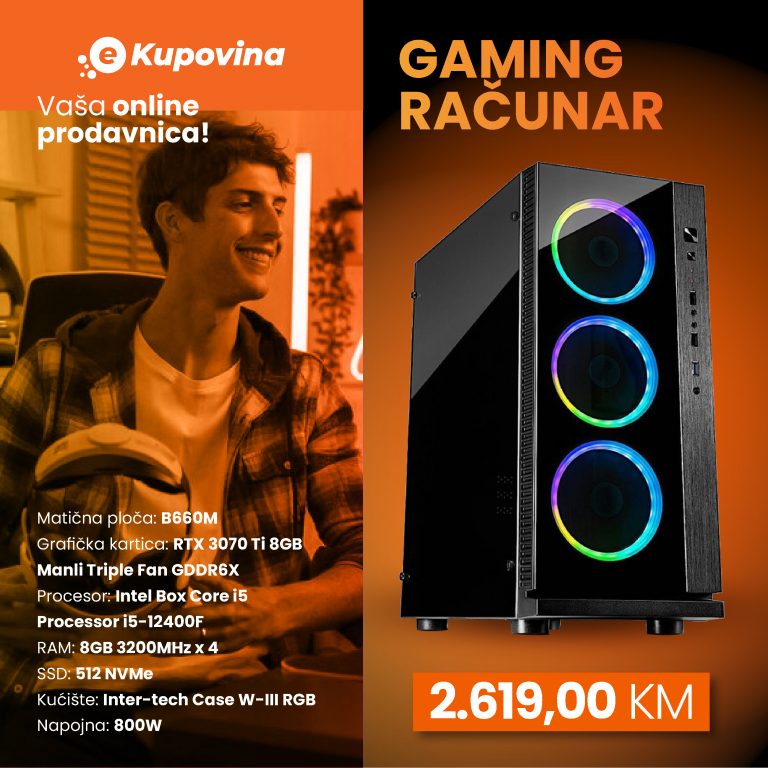 Gaming računar HD GAME 12 sa RGB osvetljenjem i RTX 3070 Ti grafičkom karticom