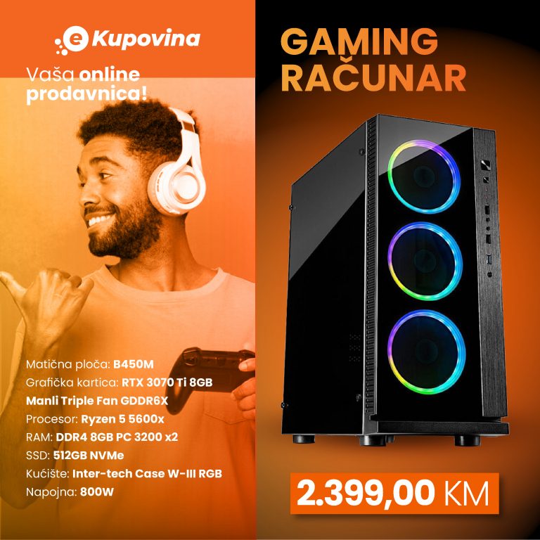 Gaming računar HD GAME 13 sa RGB osvetljenjem i RTX 3070 Ti grafičkom karticom