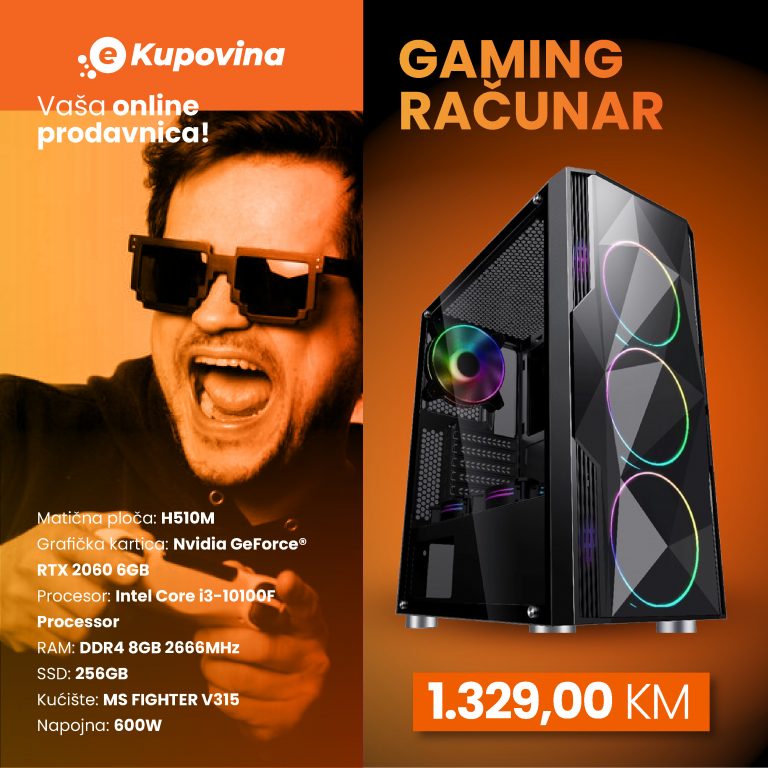 Gaming računar HD GAME 14 sa RGB osvetljenjem u crnom kućištu MS FIGHTER V315