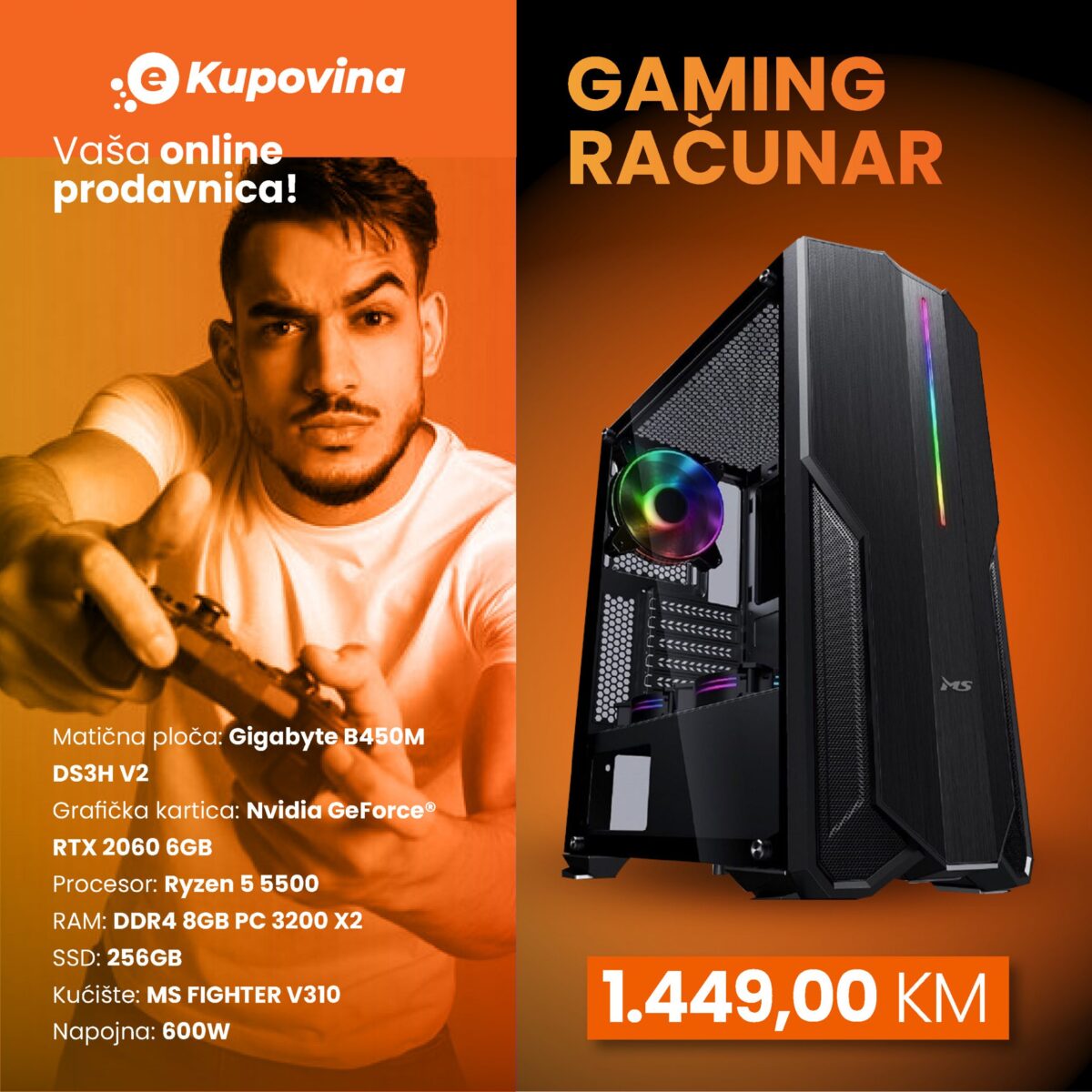 Gaming računar HD GAME 15 sa RGB osvetljenjem i GeForce RTX 2060 grafikom