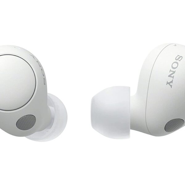 Bijele Sony WF-C700 bežične slušalice sa ergonomskim dizajnom i IPX4 zaštitom