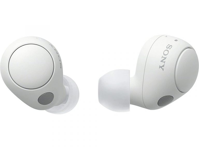 Bijele Sony WF-C700 bežične slušalice sa ergonomskim dizajnom i IPX4 zaštitom