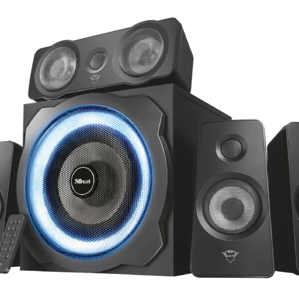Trust GXT 658 Tytan 5.1 surround zvučnici sa crnim dizajnom i LED osvetljenjem