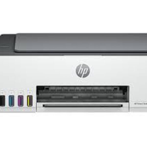 HP Smart Tank 580 AiO Printer sa bočnim prikazom i bojama