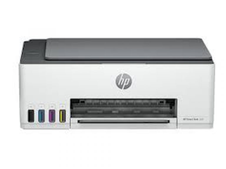 HP Smart Tank 580 AiO Printer sa bočnim prikazom i bojama