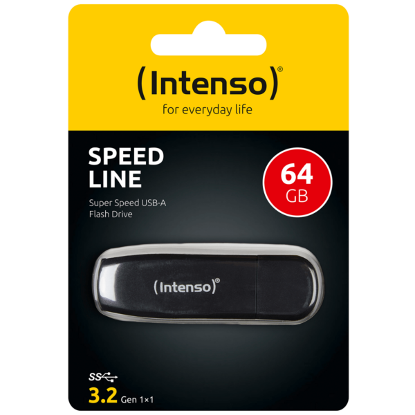 Crna Intenso USB 3.2 flash memorija 64GB sa Speed Line dizajnom