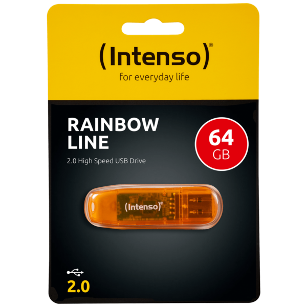 Intenso USB Flash 64GB narandžaste boje sa transparentnim plastičnim kućištem