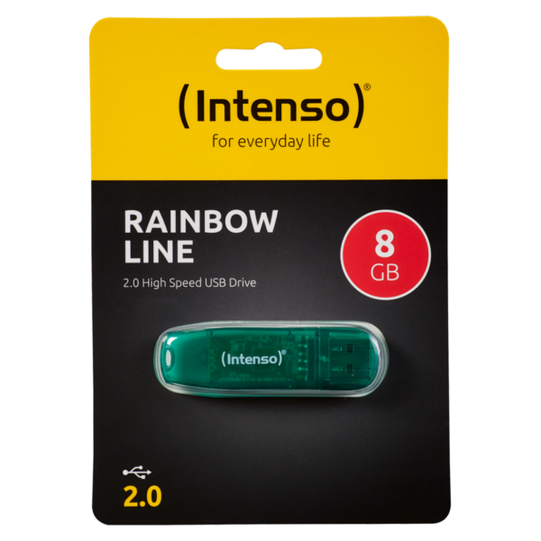 Intenso USB Flash 8GB zelene boje sa transparentnim plastičnim kućištem