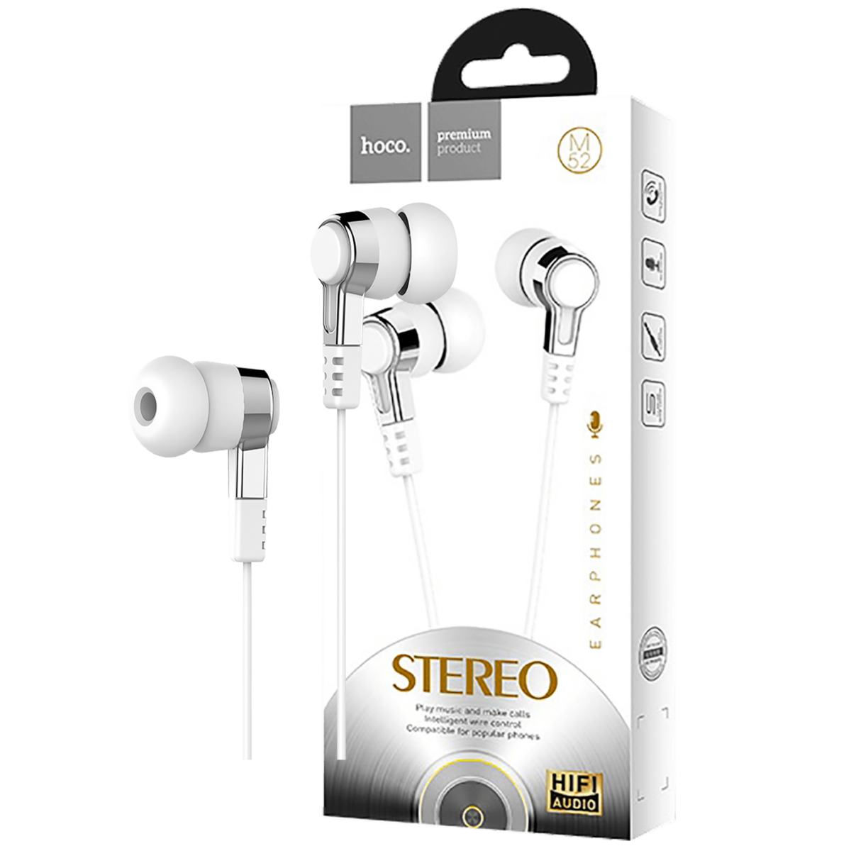 Bijele hoco. slušalice sa mikrofonom M52 White sa 3.5 mm konektorom