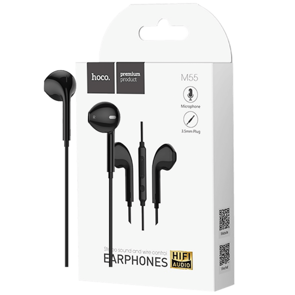 Crne hoco slušalice M55 Memory Sound sa mikrofonom i 3.5 mm konektorom