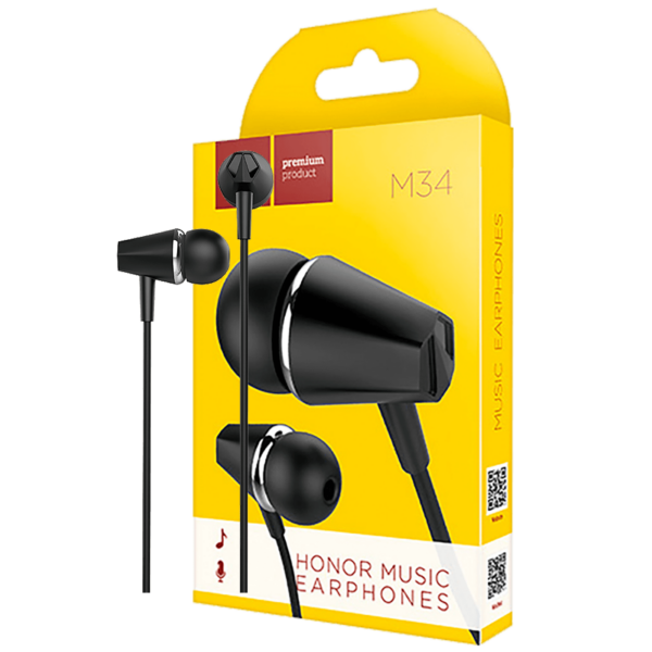 Crne hoco slušalice M34 Honor Black sa mikrofonom i 3.5 mm konektorom
