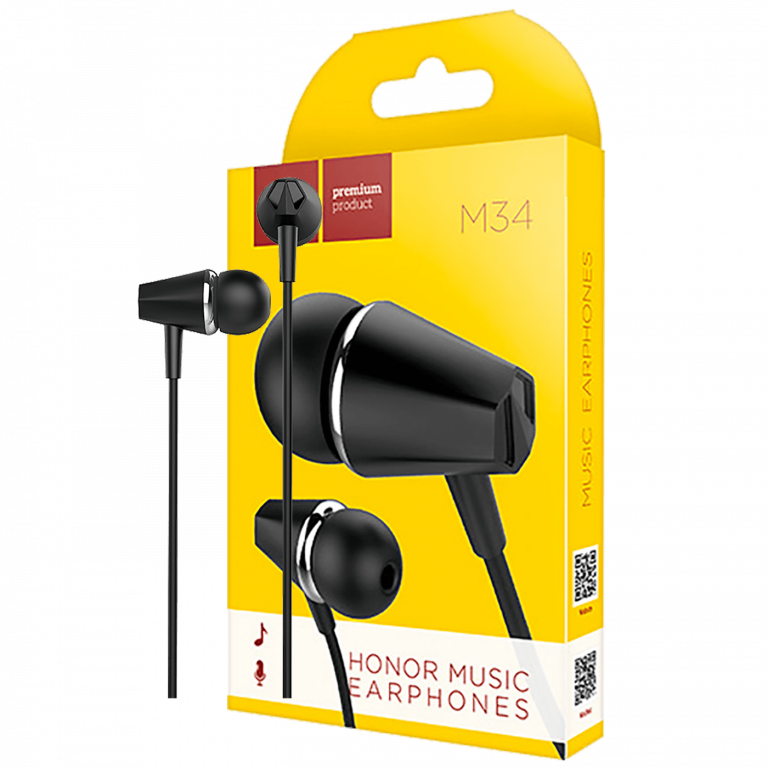 Crne hoco slušalice M34 Honor Black sa mikrofonom i 3.5 mm konektorom
