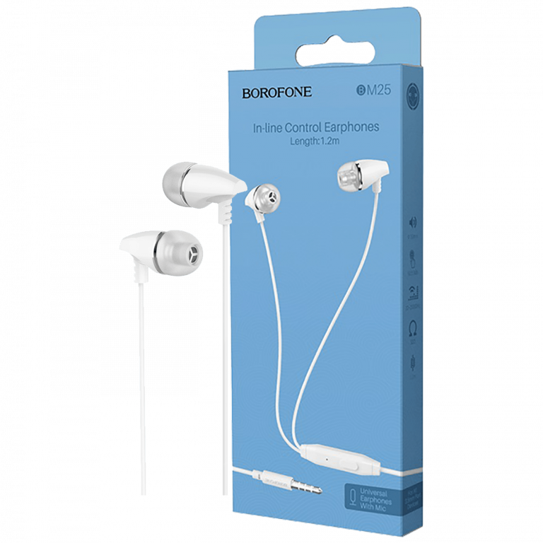 Bijele Borofone BM25 Sound Edge slušalice sa mikrofonom i 1.2m kablom